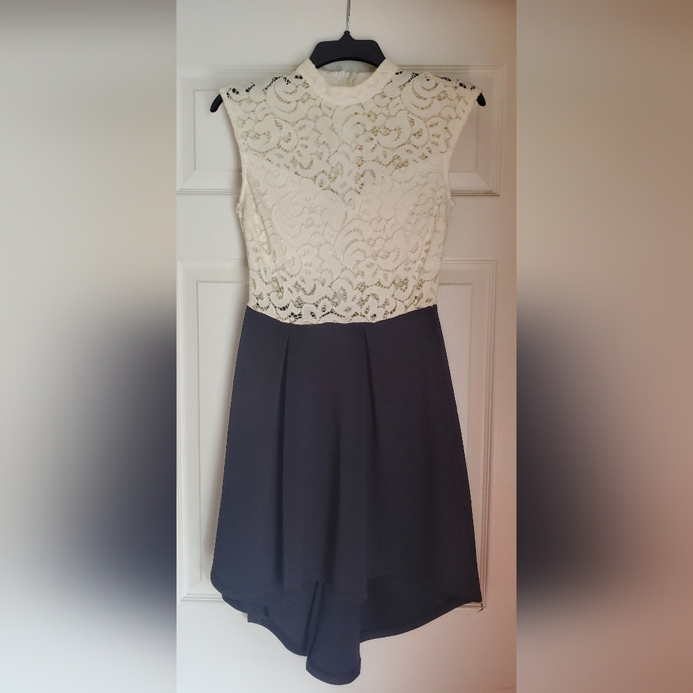 B Darlin Cream Lace and Black Dress